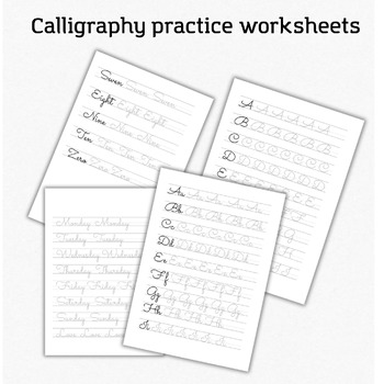 Preview of Monoline Words Practice for Beginners,Script Handlettering Worksheets