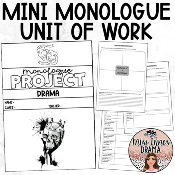 Preview of Monologue Project - Drama Mini Unit of Work
