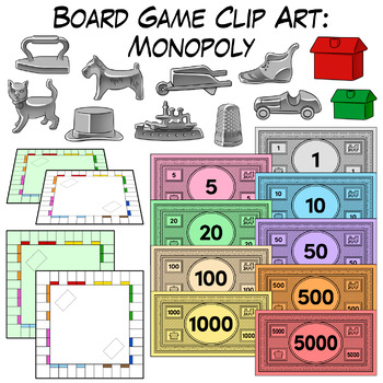 monopoly pieces clipart