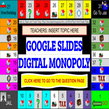 Preview of Monopoly Style Review Game Activity  Test Prep Math ELA History Comprehension