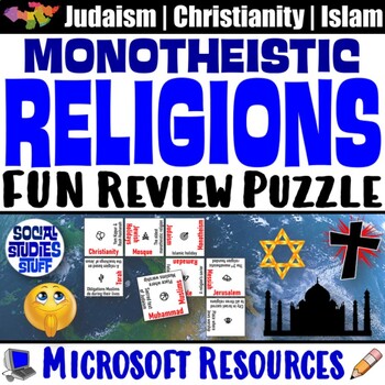 Preview of Monotheistic Religion Vocabulary Puzzle | Judaism Christianity Islam | Microsoft