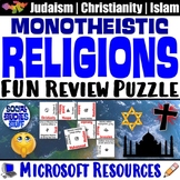 Monotheistic Religion Vocabulary Puzzle | Judaism Christia