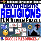 Monotheistic Religions Vocabulary Puzzles | Judaism Christ