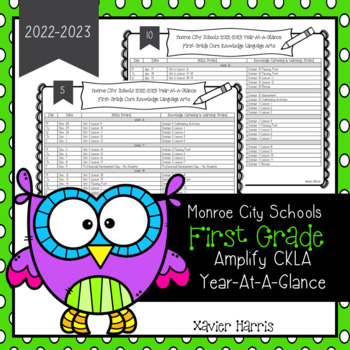 Preview of Monroe City Schools 2022-2023 First Grade Amplify CKLA Year-At-A-Glance