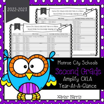 Preview of Monroe City Schools 2022-2023 Second Grade Amplify CKLA Year-At-A-Glance