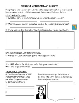 Monroe Doctrine - One Pager (& ANSWER KEY) by Monica Lukins | TpT