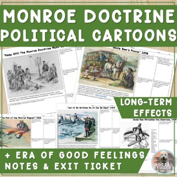 Preview of US Imperialism & Monroe Doctrine Political Cartoons + Era of Good Feeling NOTES