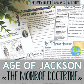 Preview of Monroe Doctrine Primary Source Analysis Lesson