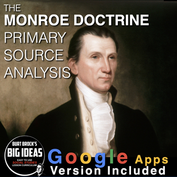 Preview of Monroe Doctrine Primary Source Worksheet + Distance Learning Version