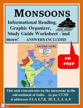 Preview of MONSOONS IN INDIA Informational Reading & Activities