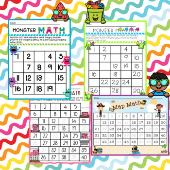 Monster 20, Monster 30, Muddy 40 and Map 50 Math Bundle: 4 products