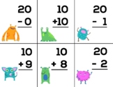 Monster Addition Subtraction Math Flash Cards First Grade 