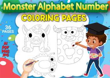 Preview of Monster Alphabet Number Coloring Pages