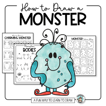 Preview of Monster Art Activity • How to Draw a Monster • Easy Halloween Sub Plan