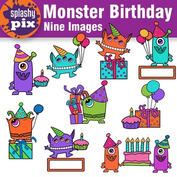 cute birthday monster clipart