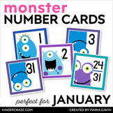 January Monster Calendar Numbers - Number Cards for Winter