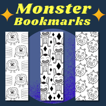 Preview of Monster Bookmarks, For Coloring, 10 fun color bookmarks, Library Skills