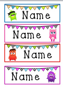 Monster Bunting Desk Name Tags By Stace Braun Tpt