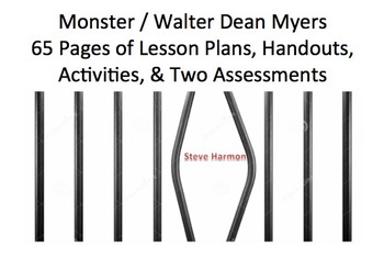 Preview of Monster By Walter Dean Myers: 65 Pages- Unit Lesson Plans, Handouts & more