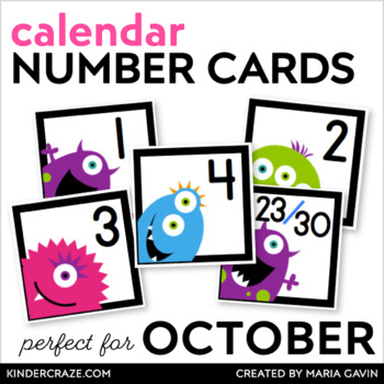 Preview of Monster Calendar Numbers - Monster Theme Number Cards for Halloween