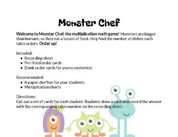 Preview of Monster Chef, the Multiplication Game