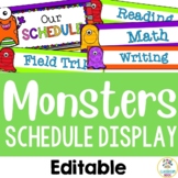 Monster Theme: Classroom Daily Visual Schedule Display | Editable Template