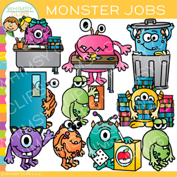 Preview of Monster Classroom Jobs Clip Art