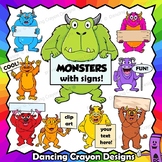 Monster Clip Art | Monsters Holding Signs