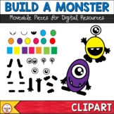 Monster Clipart with Moveable Pieces for Boom Cards | Buil