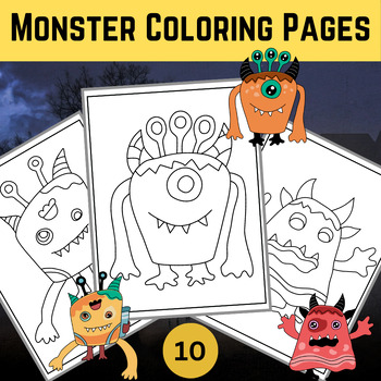 Preview of Monster Coloring Pages - Fun Art End of Year Coloring Sheets Activities
