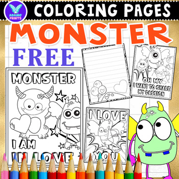 Preview of Monster Coloring Pages & Writing Paper ELA Activities No PREP