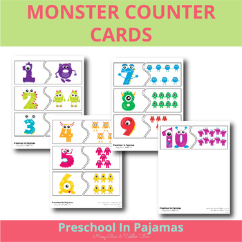 Monster Counter Cards 1-10 by Preschool In Pajamas | TPT