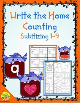 Preview of Monster Counting 1-9 (Subitizing) Write the Home | Distance Learning