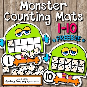 Preview of Monster Counting Mats 1-10 FREEBIE with GOOGLE SLIDES