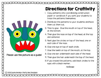 Monster Craft | Go Away Big Green Monster | Halloween Activity | Craft  Template