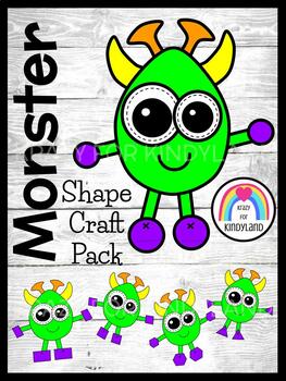 Preview of Monster Craft, Shape Activity for Halloween, Trick-or-Treat Math Center