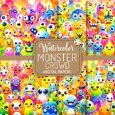 Monster Crowd - Funny Friendly Watercolor Creature Communi