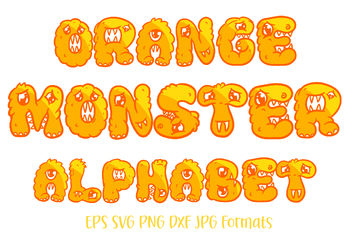 Preview of Monster Cute Cartoon Alphabet Letter Number Font Type SVG