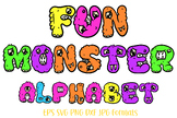 Monster Cute Cartoon Alphabet Letter Number Font Type SVG