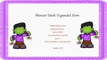 Preview of Monster Dash:  Expanded Form (0-99) Game 1