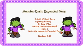 Preview of Monster Dash:  Expanded Form (0-99) Game 1 PDF Version