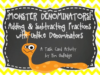 Preview of Adding & Subtracting Fractions with Unlike Denominators - Inc. QR Code Fun