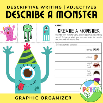 Preview of Monster Descriptive Writing Packet for Teaching Adjectives - No Prep Printable