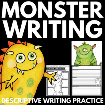 Preview of Monster Descriptive Writing - Halloween Crafts - Paragraph Writing Activities