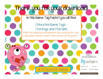 monster desk name tags by lil monster maker teachers pay teachers