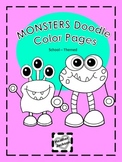 Monster Doodle Color Pages - School Subject Themed