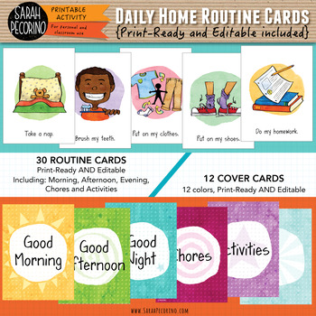 Preview of Daily Home Routine Cards EDITABLE