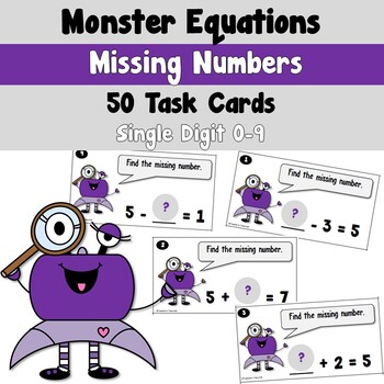 Preview of Monster Equations using Missing Numbers with Simple Addition and Subtraction