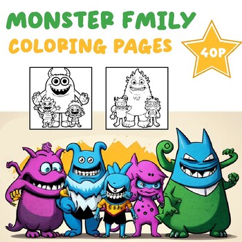 Preview of Monster Family Cartoon Beasts coloring pages