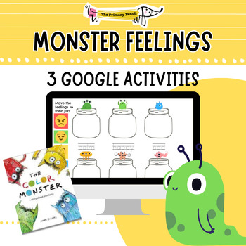 Preview of Monster Feelings & Emotions Digital Google Activities Social Emotional/ EDITABLE